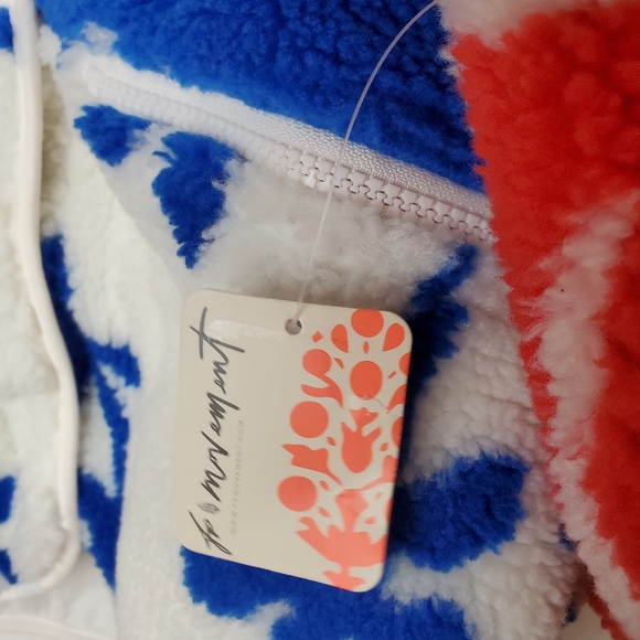 FP free people rocky ridge fleece jacket white blue red - Picture 7 of 11